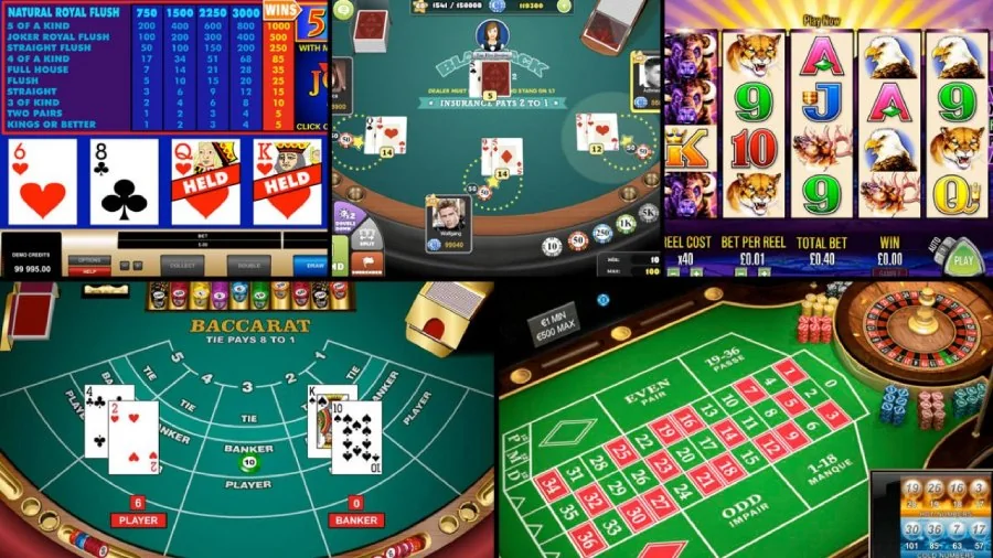 Tampilan meja kasino digital MARINA77 dengan kartu dan roda permainan